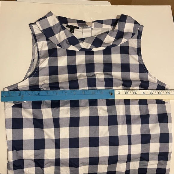 TALBOTS SZ/10 Women's NavyBlue/White Gingham Sleeveless Shell Blouse 98%Cotton - Picture 9 of 11